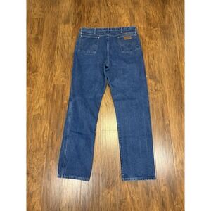 Wrangler Jeans Mens 38x34 Blue Cowboy Cut Distressed Western Boots Denim